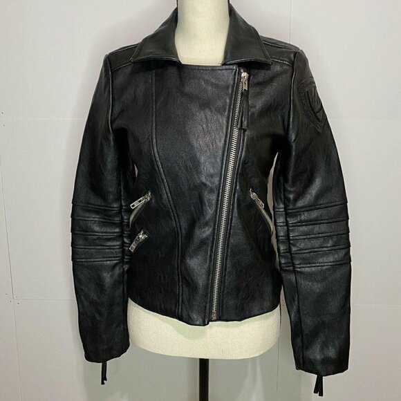 d.brand Jackets & Blazers - d.brand Sz Small Faux Leather Jacket Multi Zipper Pink Lined